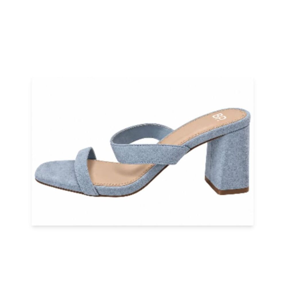 BP Emmie Light Blue/Gray Suede Block Heel Sandals Size 9.5